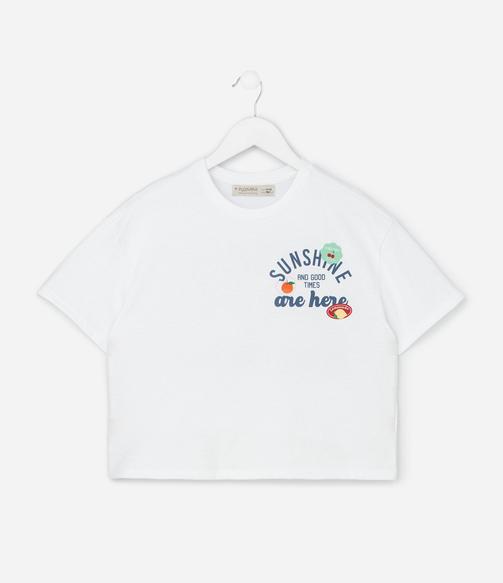 Camiseta Boxy Infantil com Estampa Frente e Costas Sunshine - Tam 5 a 14 Anos Branco 2