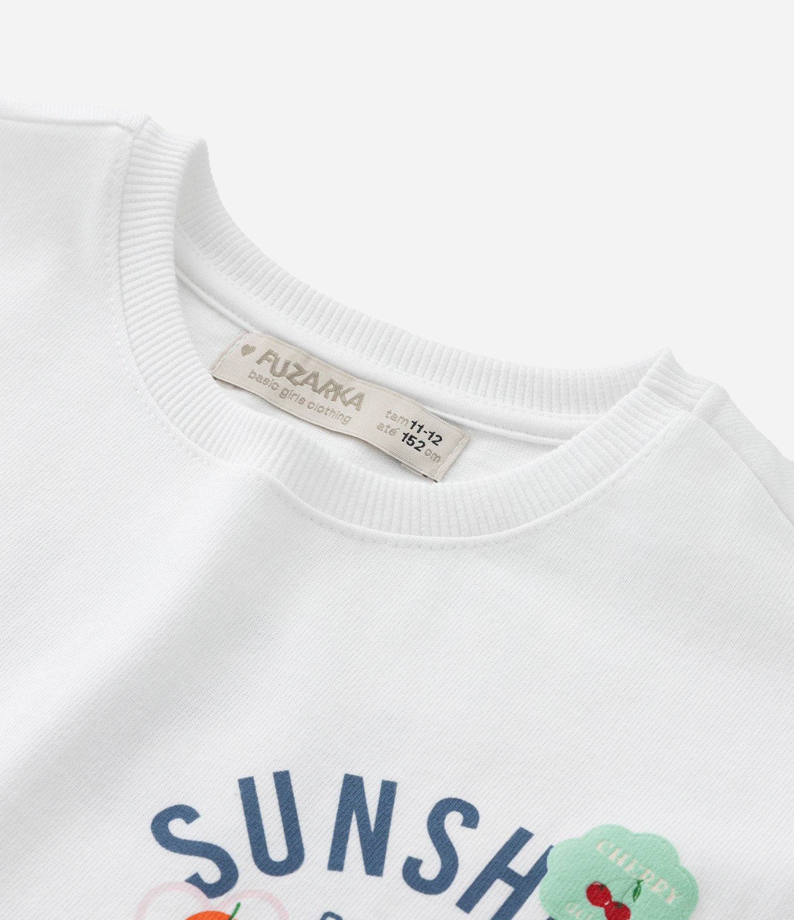 Camiseta Boxy Infantil com Estampa Frente e Costas Sunshine - Tam 5 a 14 Anos Branco 7