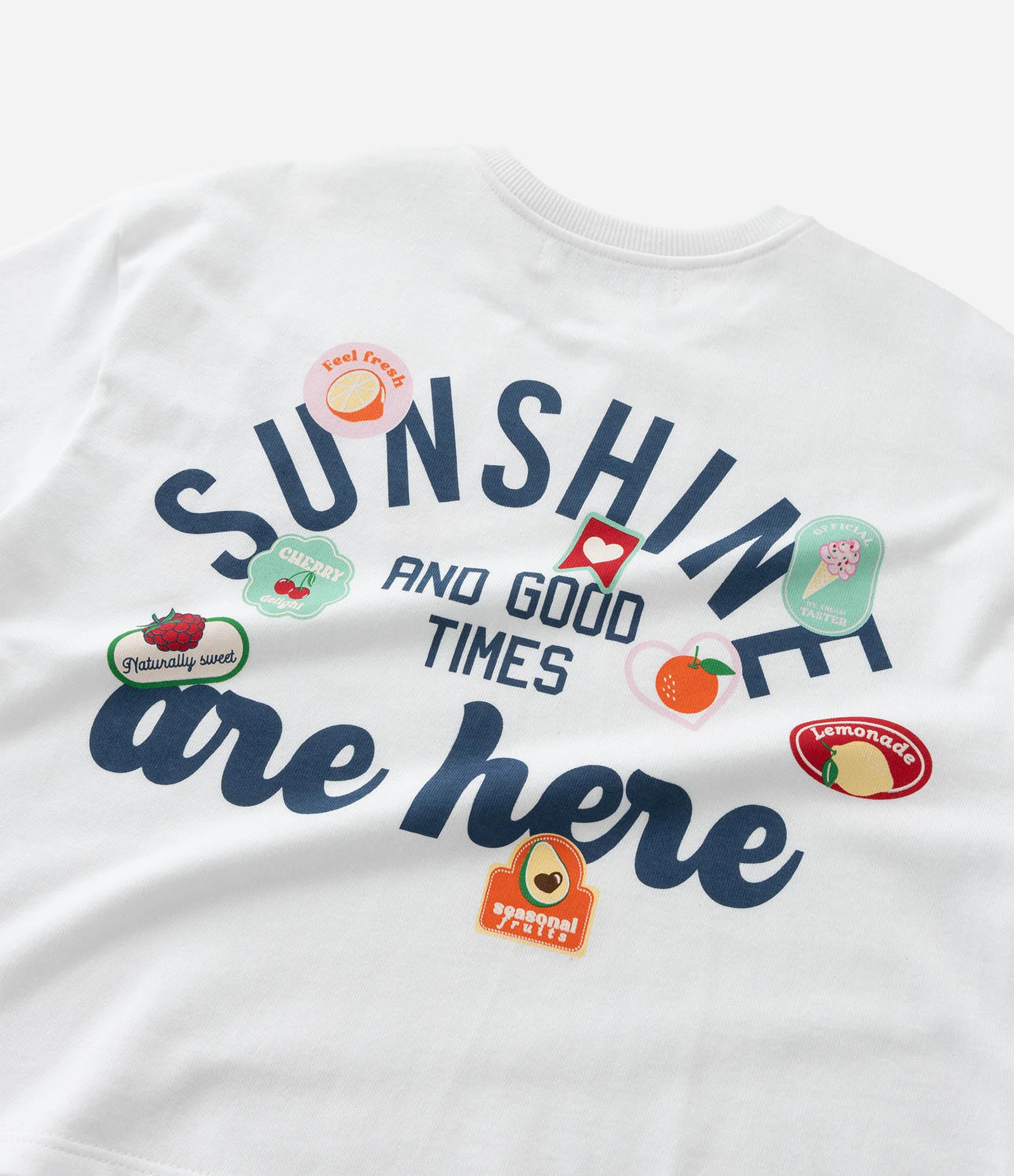 Camiseta Boxy Infantil com Estampa Frente e Costas Sunshine - Tam 5 a 14 Anos Branco 8