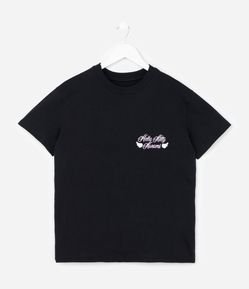 Camiseta Relaxed Infantil com Estampa e Lettering Hello Kitty e Kuromi - Tam 5 a 14 Anos