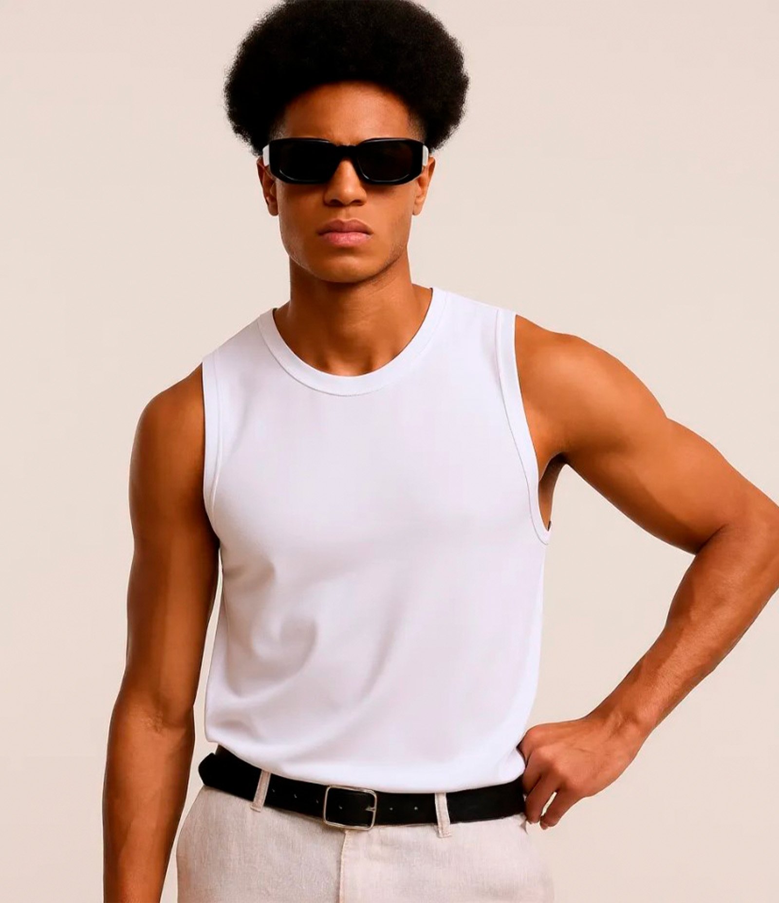 Regata Regular em Tricô com Textura Off White 1