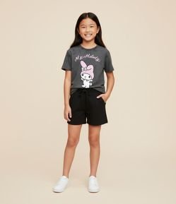 Camiseta Oversized Infantil Marmorizada My Melody - Tam 5 a 14 Anos
