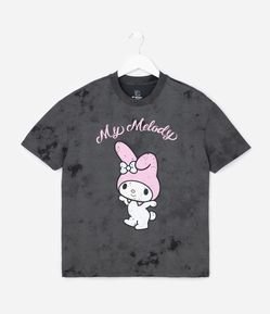 Camiseta Oversized Infantil Marmorizada My Melody - Tam 5 a 14 Anos