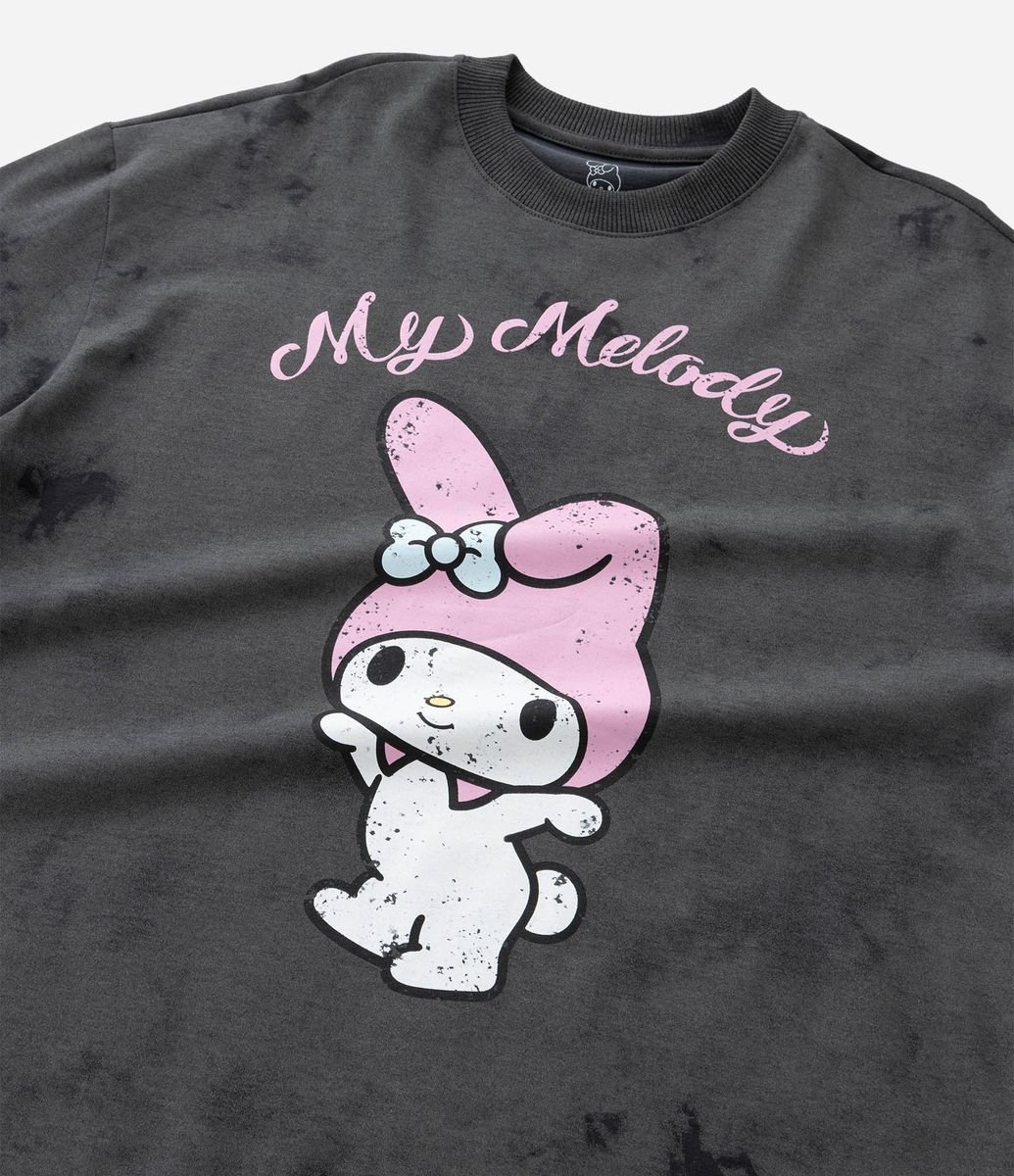Camiseta Oversized Infantil Marmorizada My Melody - Tam 5 a 14