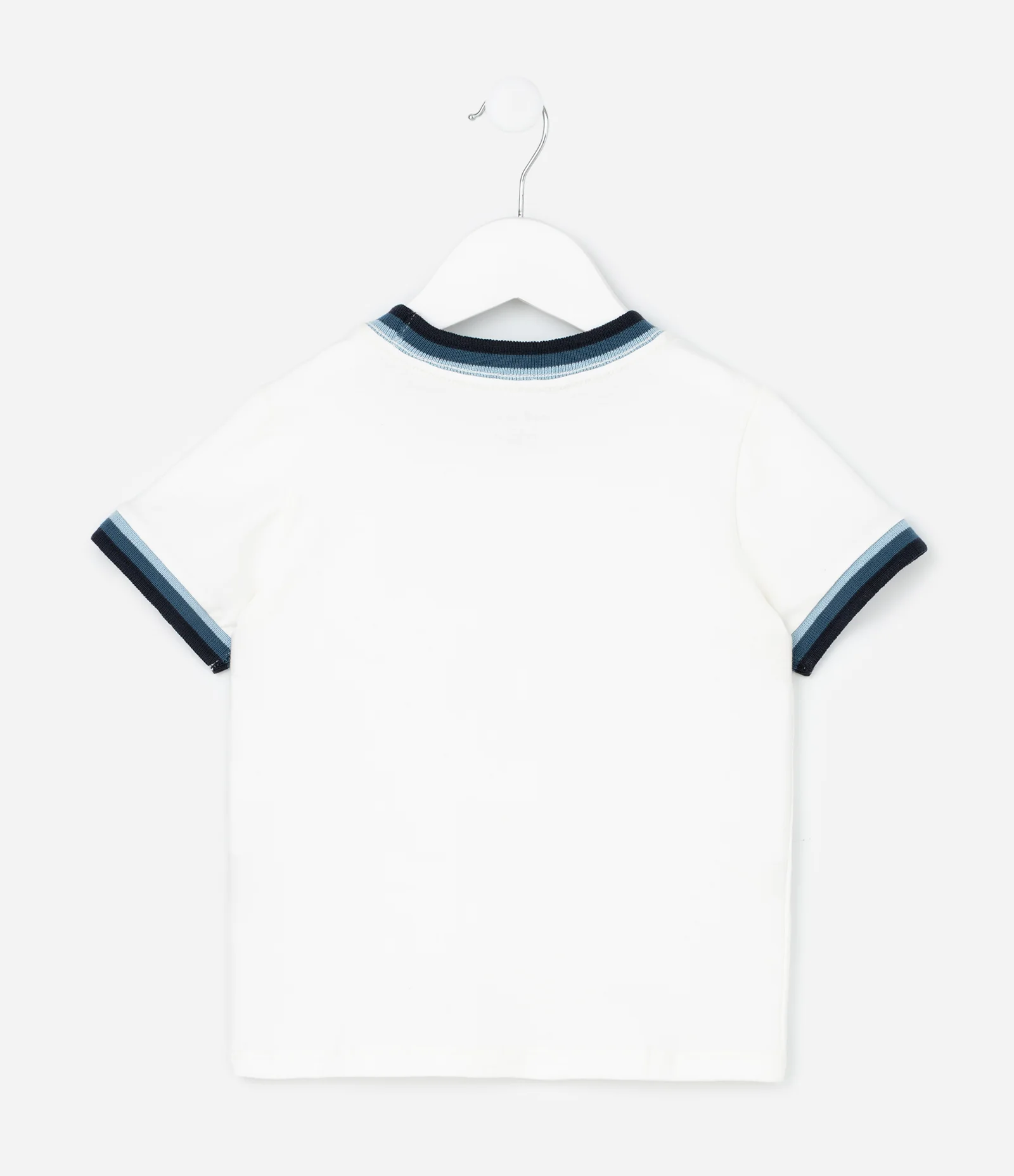 Camiseta Infantil com Viés Contrastante em RIbana - Tam 1 a 6 Anos Branco 2