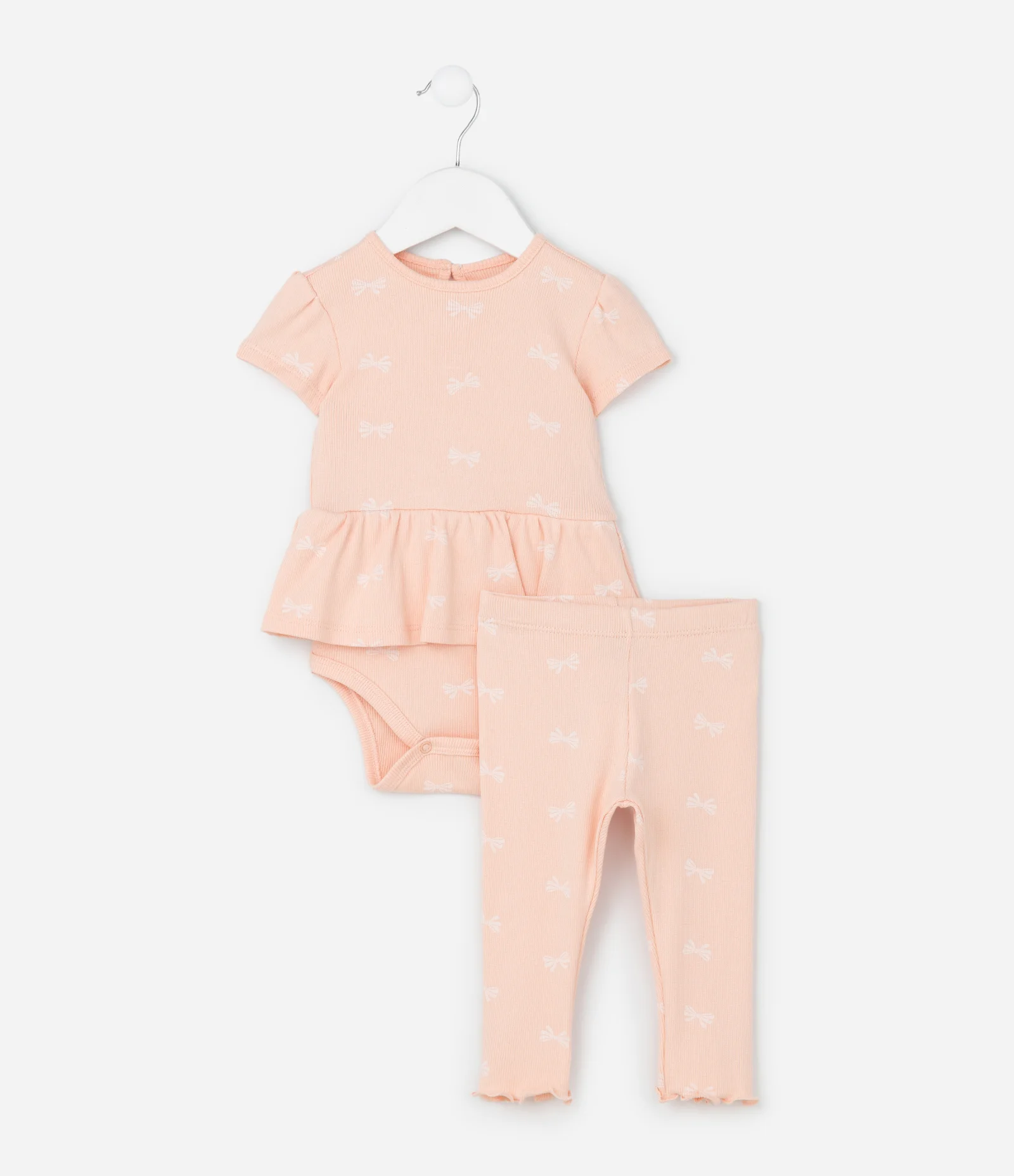Conjunto Body e Calça com Estampa de Laços - Tam 0 a 18 Meses Laranja 2