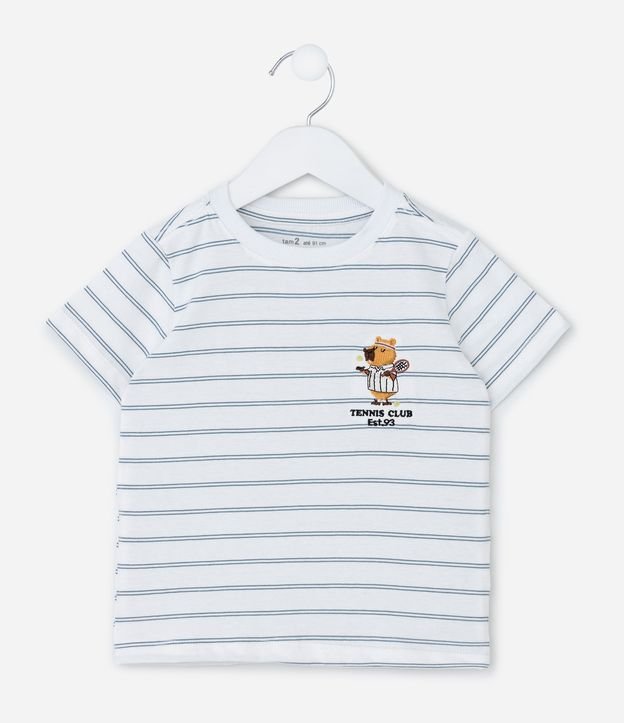 Camiseta Infantil com Bordado Capivara - Tam 1 a 6 Anos