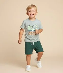 Camiseta Infantil com Estampa Jacaré - Tam 1 a 6 Anos