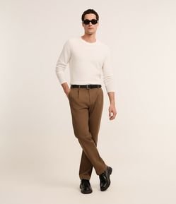 Camiseta Regular em Waffle com Gola Redonda e Texturizada