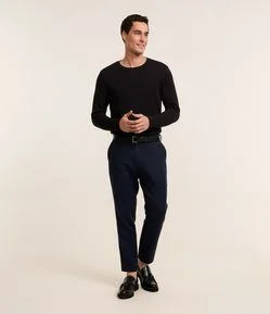 Camiseta Regular em Waffle com Gola Redonda e Texturizada