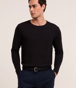 Camiseta Regular em Waffle com Gola Redonda e Texturizada