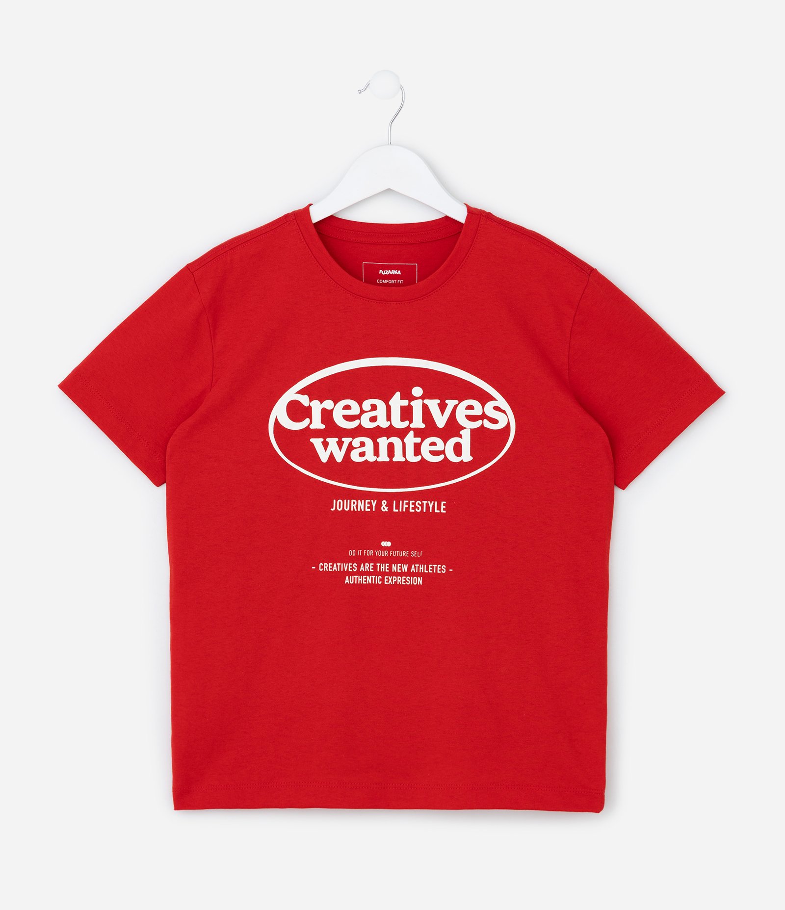 Camiseta Infantil com Lettering Creatives Wanted - Tam 5 a 14 Anos Vermelho 1