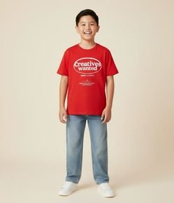 Camiseta Infantil com Lettering Creatives Wanted - Tam 5 a 14 Anos