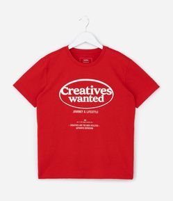 Camiseta Infantil com Lettering Creatives Wanted - Tam 5 a 14 Anos