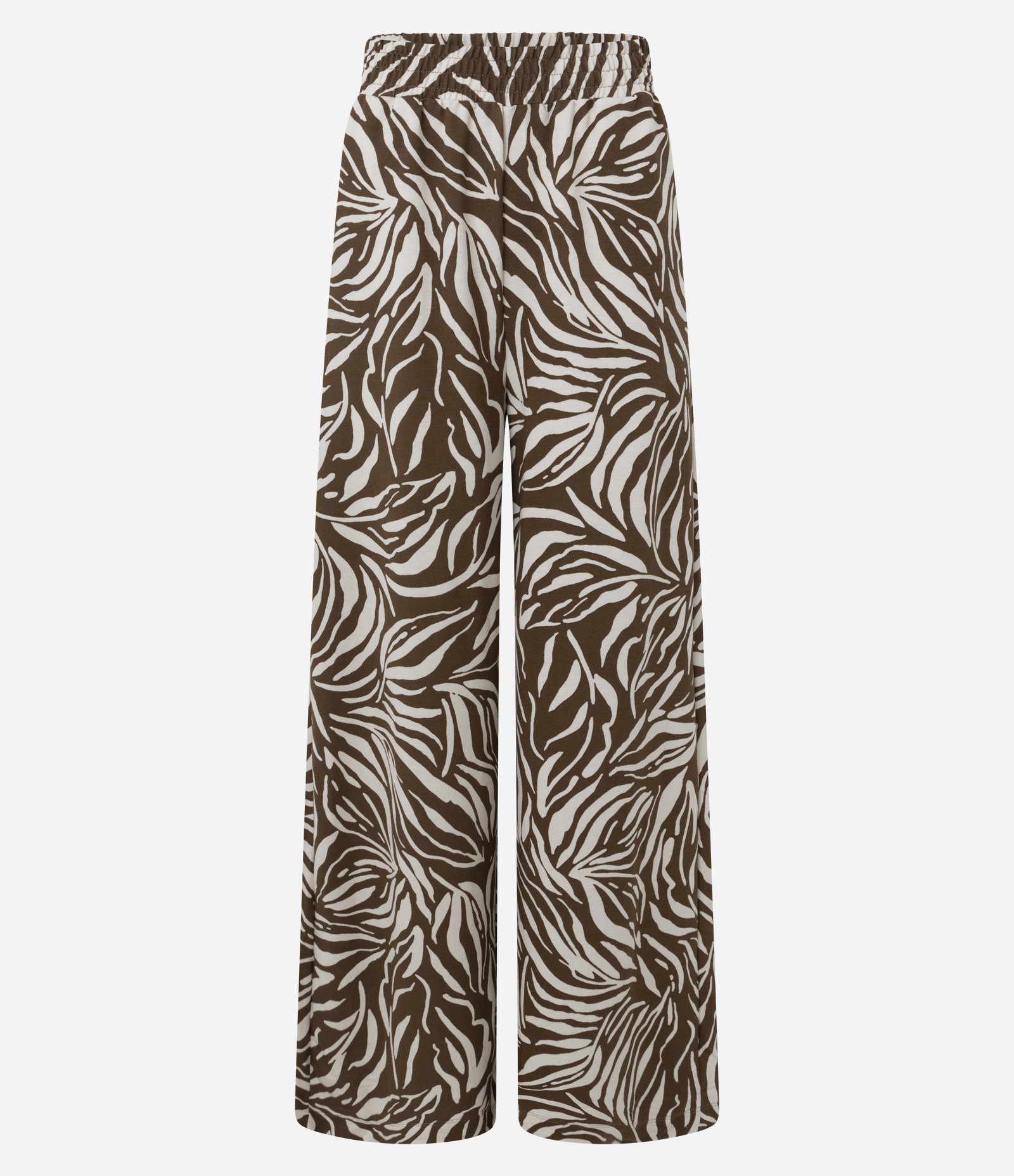 Calça Reta em Piquet com Elástico no Cós e Estampa Abstrata Marrom 5