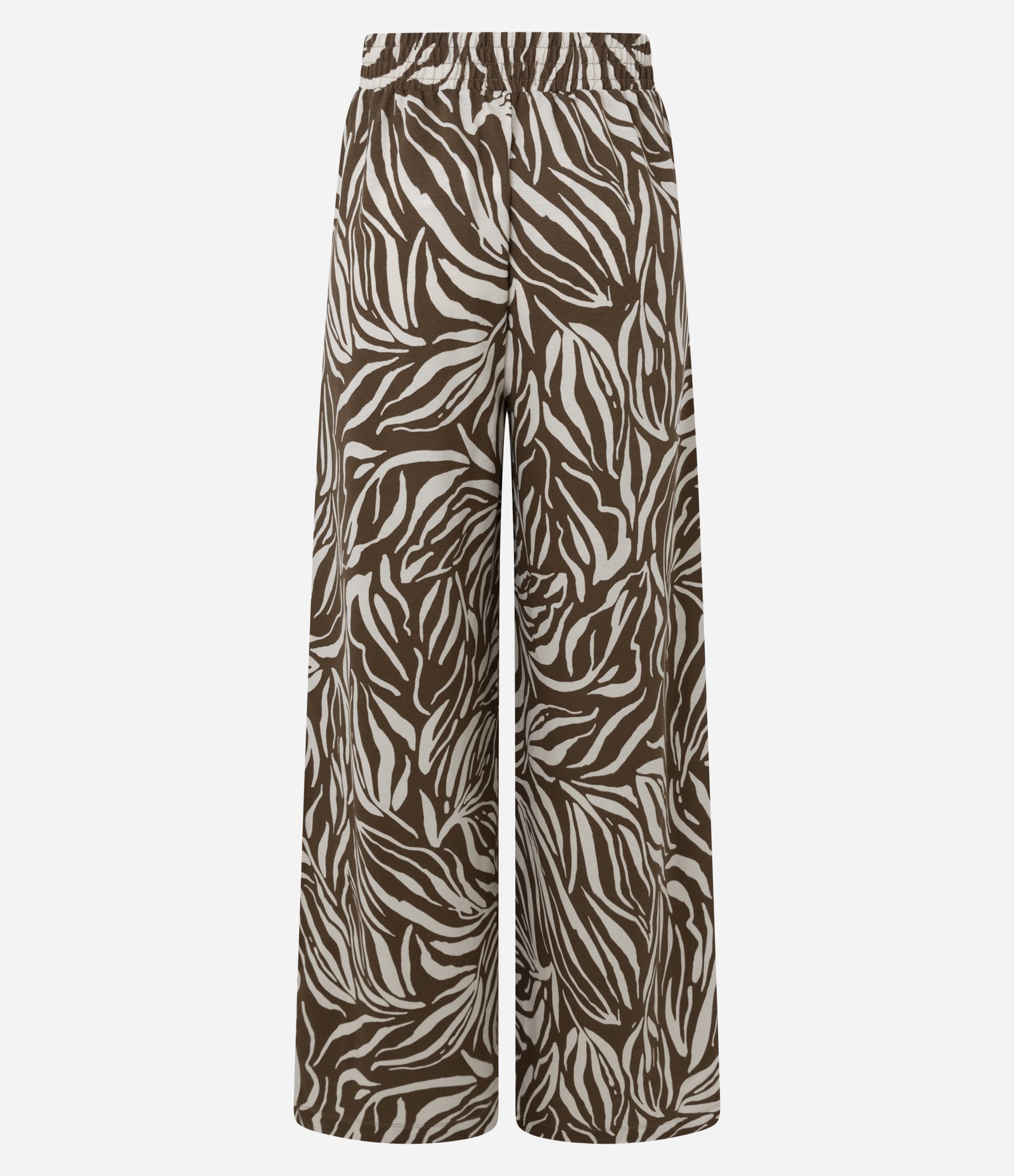 Calça Reta em Piquet com Elástico no Cós e Estampa Abstrata Marrom 6