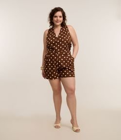 Short em Viscolinho com Estampa Poá Curve & Plus Size