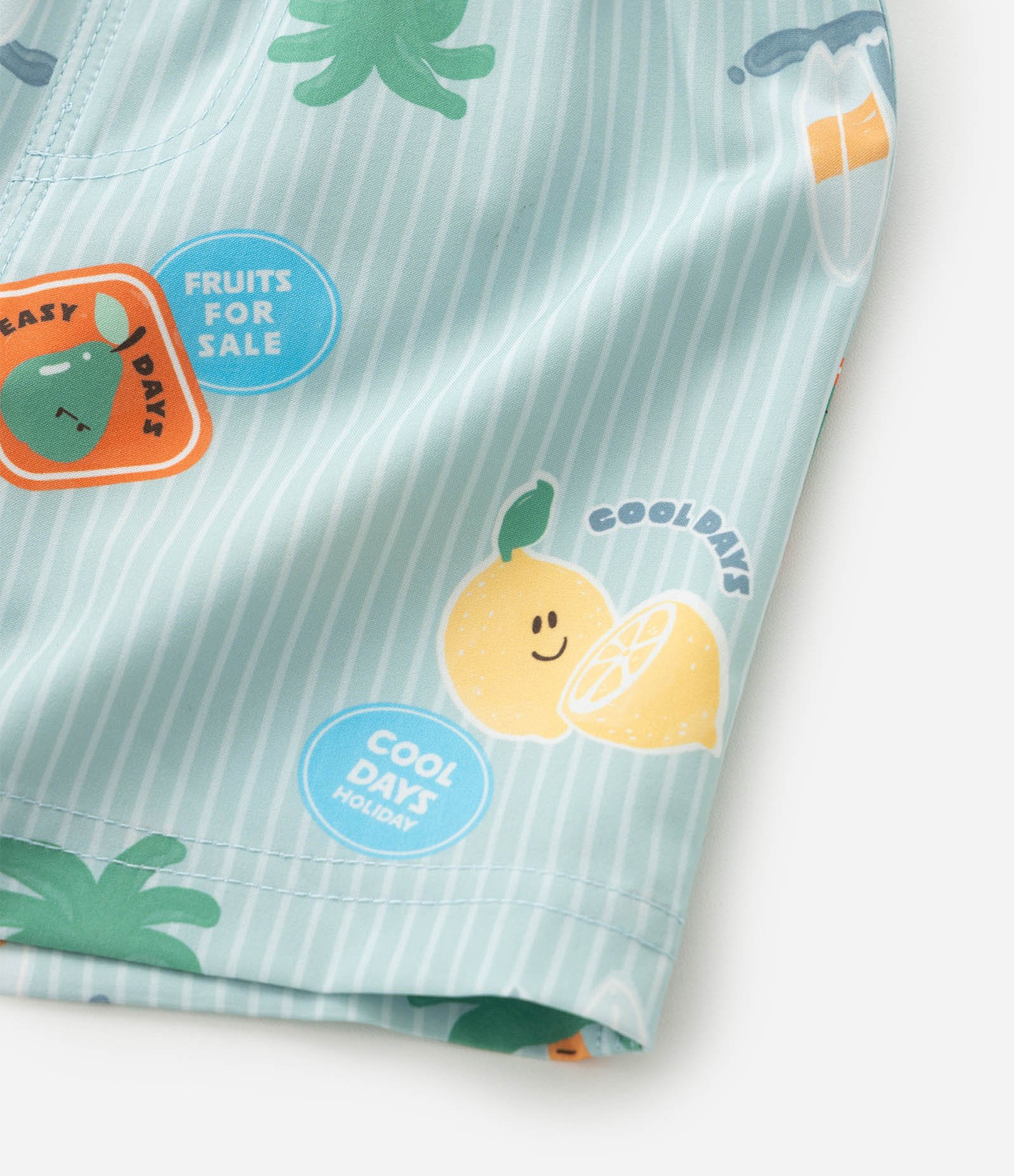 Bermuda Infantil de Banho com Estampa Listrada de Praia e Limões - Tam 1 a 6 Anos Verde 4