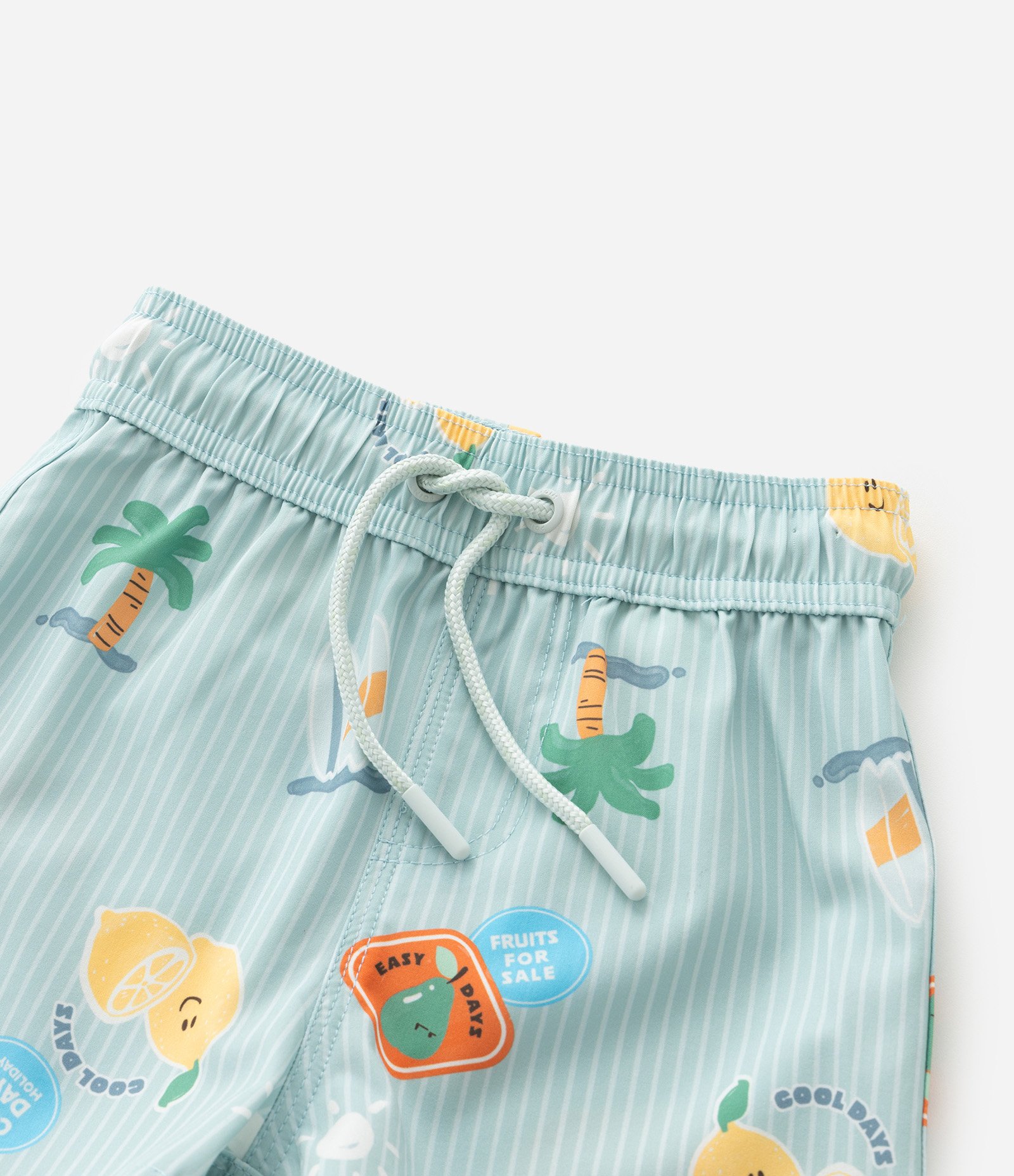 Bermuda Infantil de Banho com Estampa Listrada de Praia e Limões - Tam 1 a 6 Anos Verde 7