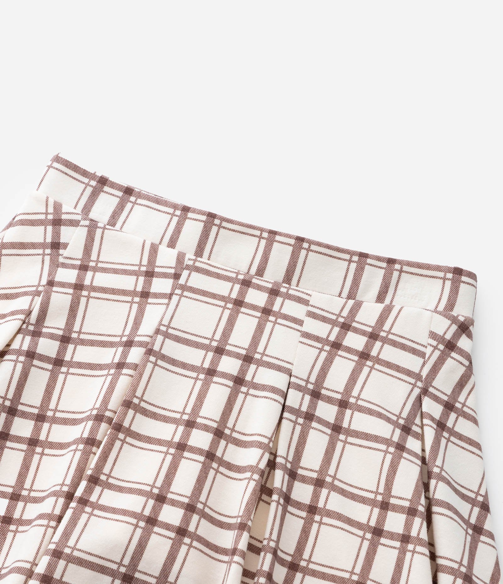 Short Saia Infantil Xadrez com Pregas - Tam 5 a 14 Anos Bege/Marrom 6