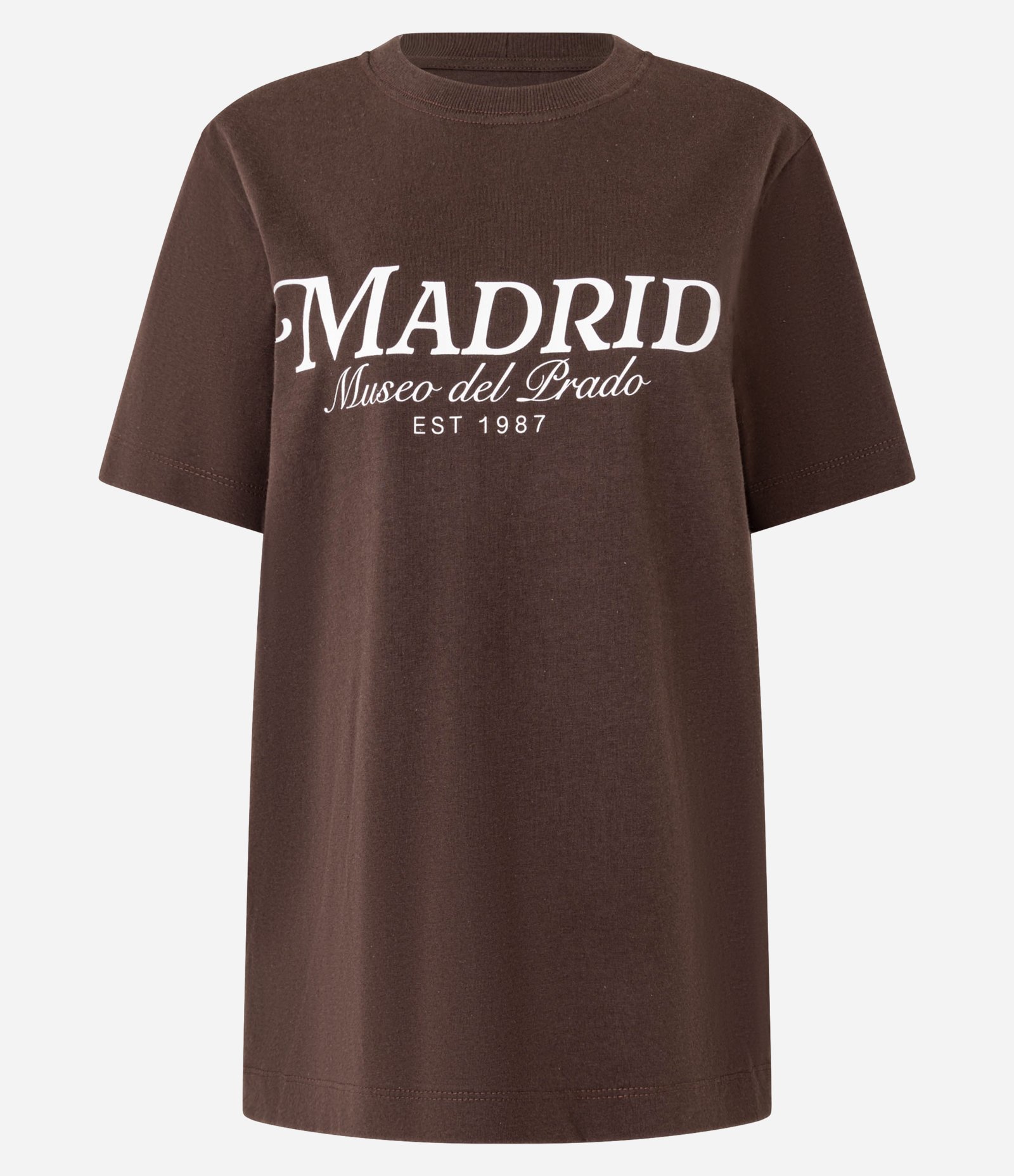 Camiseta em Algodão com Lettering Madrid Marrom 5