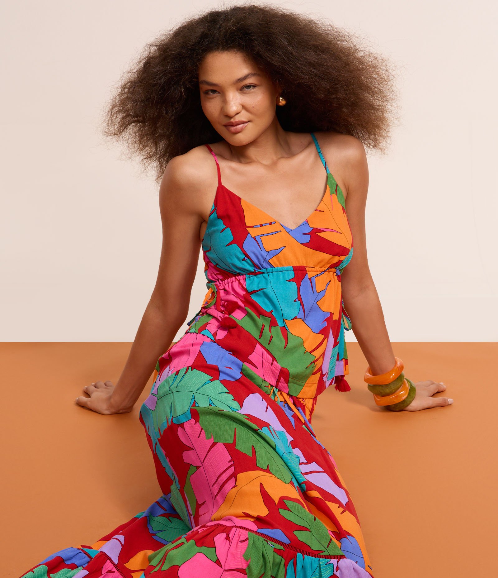 Blusa com Estampa de Folhagem e Puxadinho Lateral Multicores 5