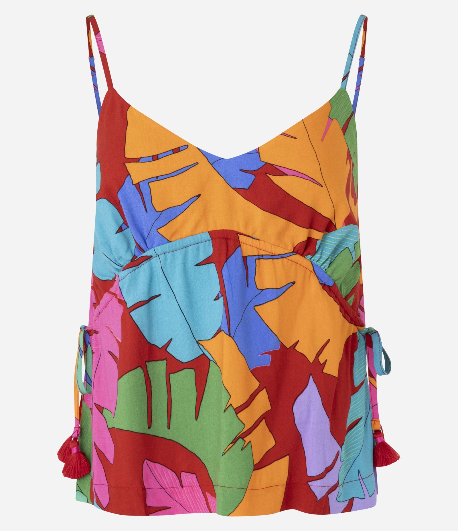 Blusa com Estampa de Folhagem e Puxadinho Lateral Multicores 6