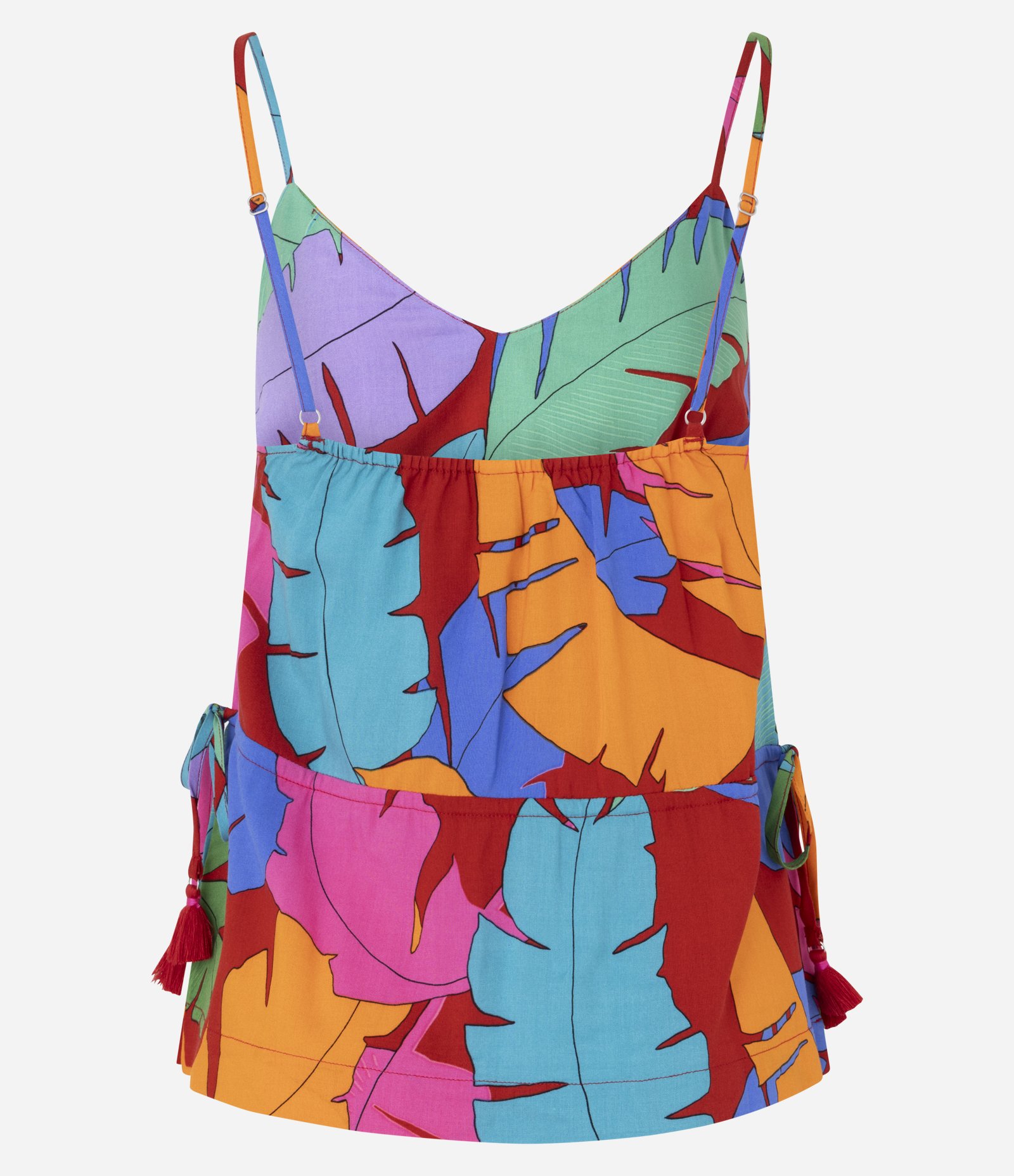 Blusa com Estampa de Folhagem e Puxadinho Lateral Multicores 8