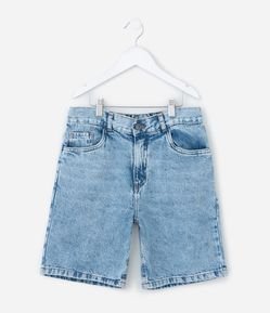 Bermuda Reta Infantil em Jeans com Cós Elástico - Tam 5 a 14 anos