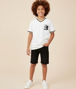Bermuda Reta Infantil em Jeans com Cós Elástico - Tam 5 a 14 anos