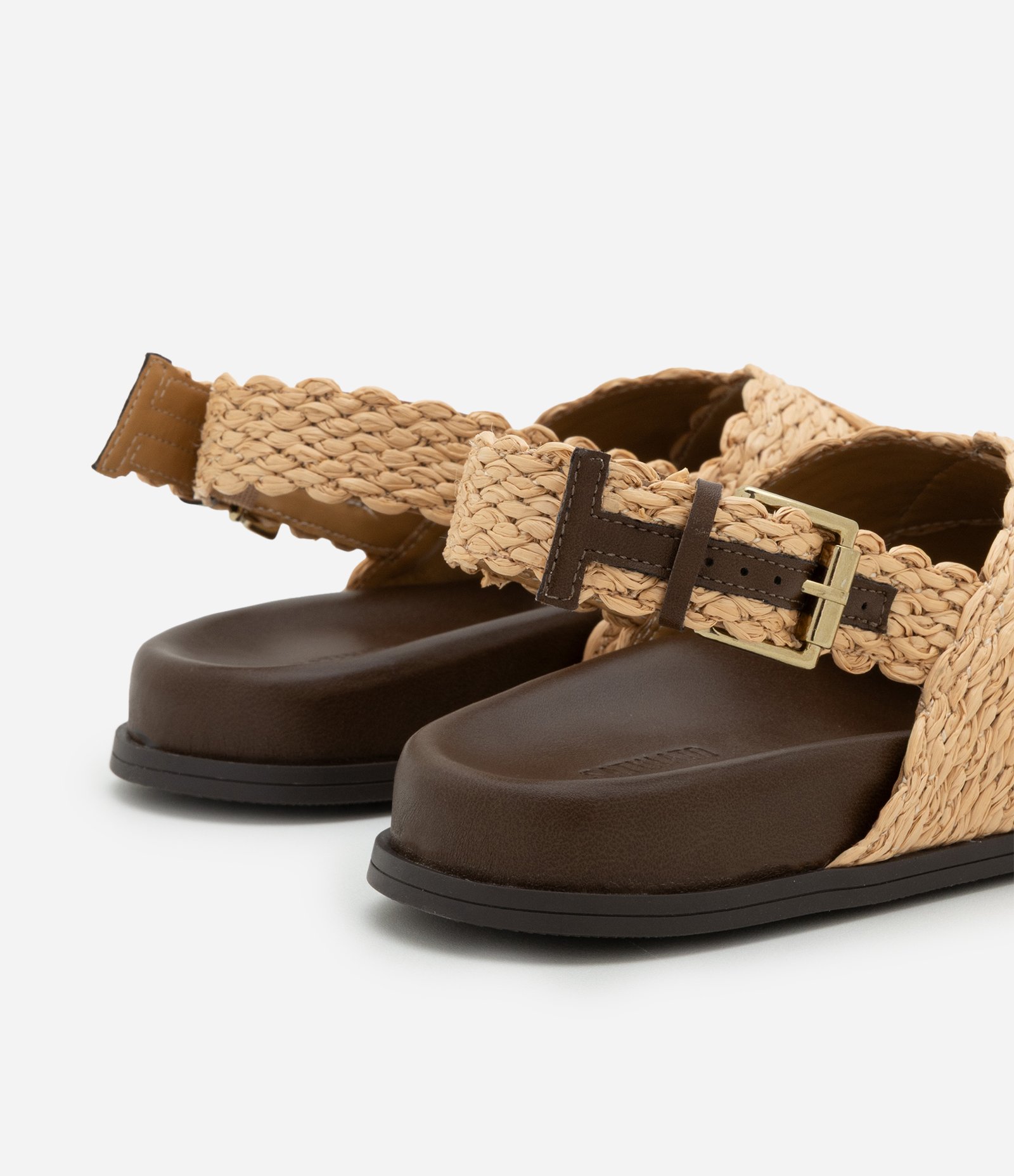 Sandália Rasteira Sport Sandal com Efeito Ráfia Marrom 6