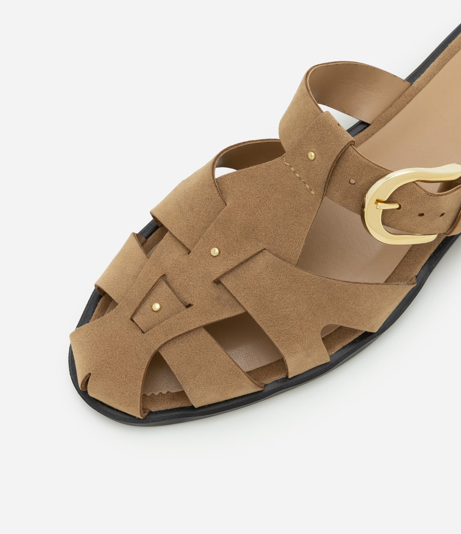 Sandália Rasteira Mule Fisherman Efeito Camurça Marrom 4