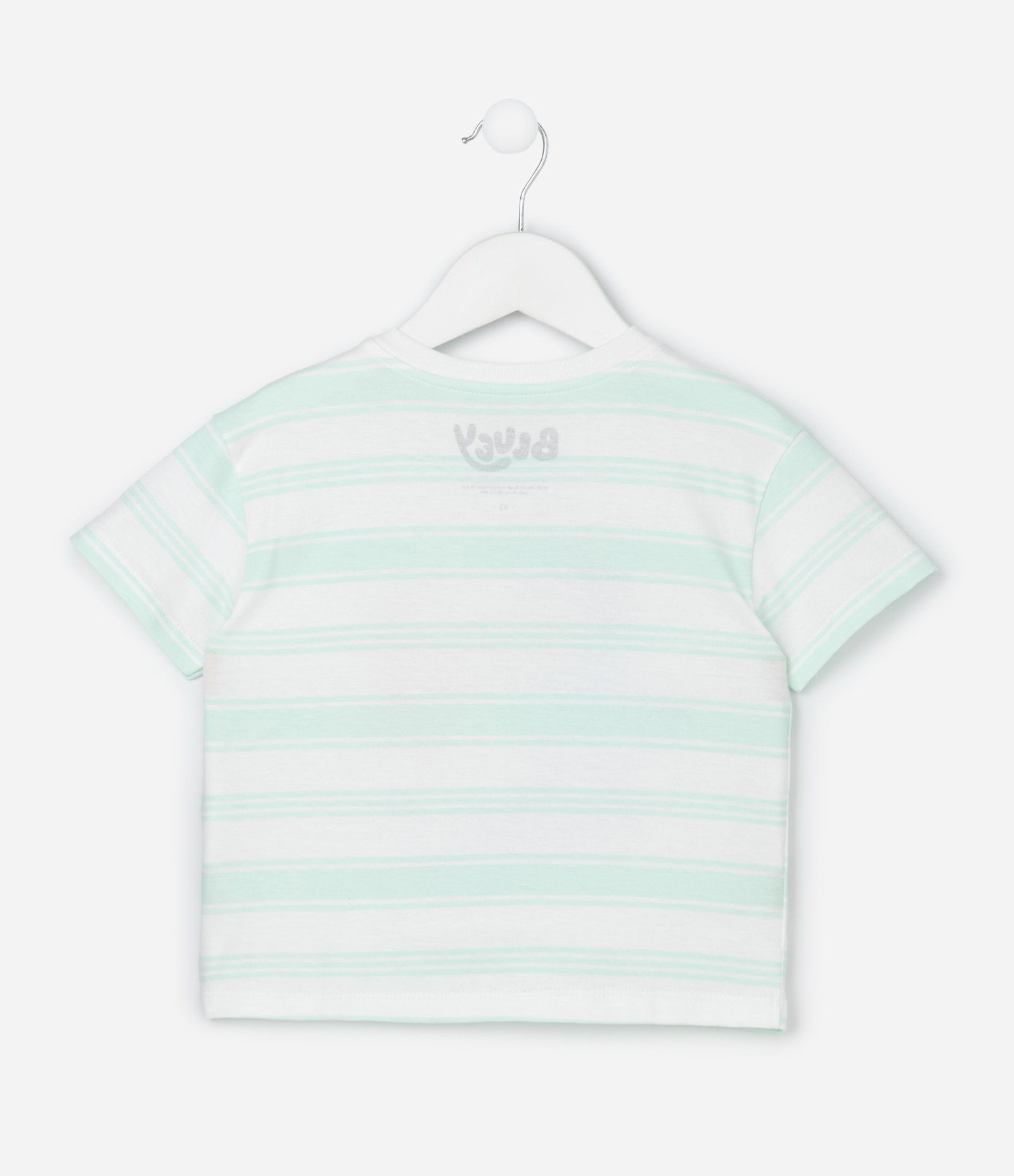 Camiseta Infantil Listrada com Estampa Bluey e Bingo - Tam 1 a 6 Off White/Verde Claro 2