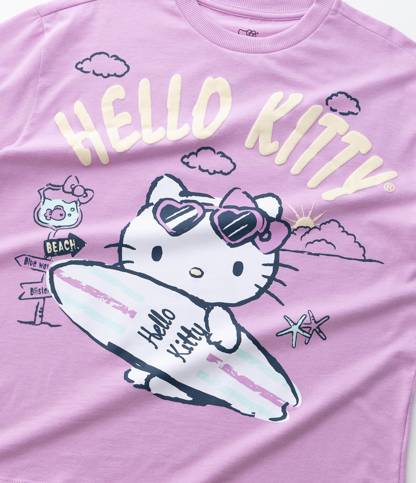 Camiseta Relaxed  Infantil com Estampa Hello kitty Surfista - Tam 5 a 14 Anos Roxo 5