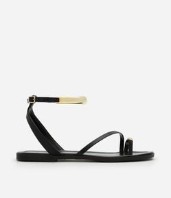 Sandália Rasteira com Detalhes Bold