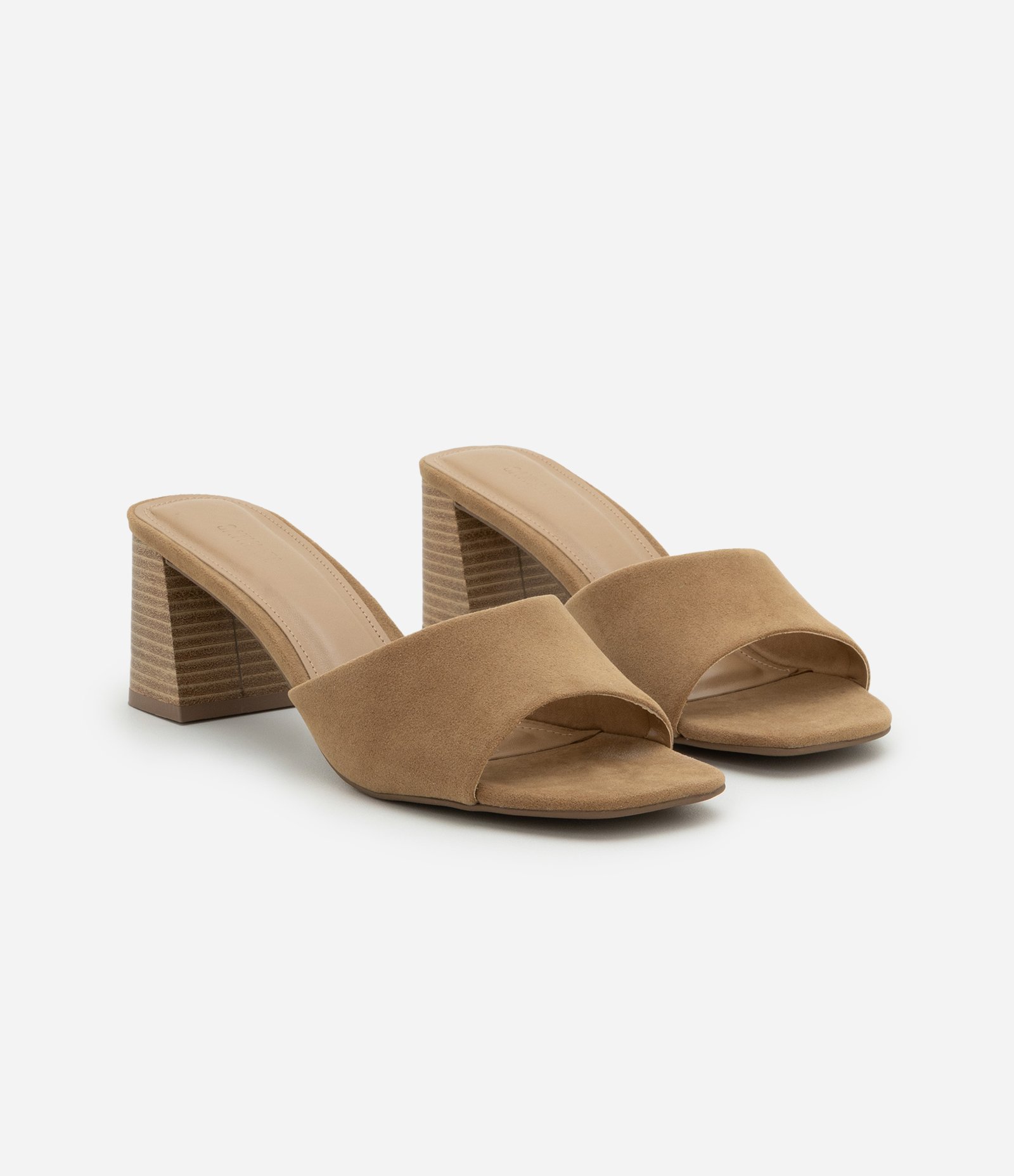 Sandália Mule com Efeito Camurça com Salto Fachete Marrom 2