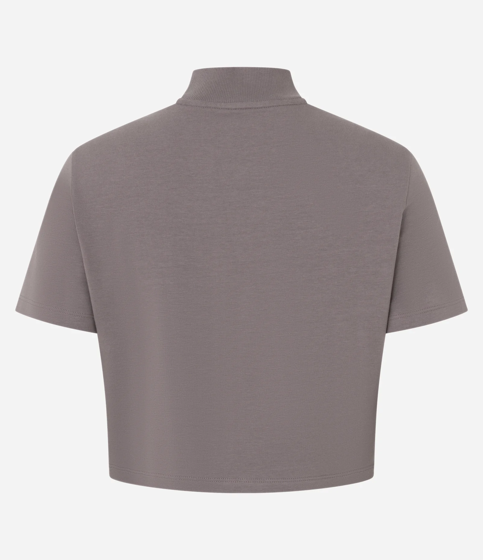 Blusa T-Shirt Cropped em Algodão Peruano com Gola Altinha Cinza 6