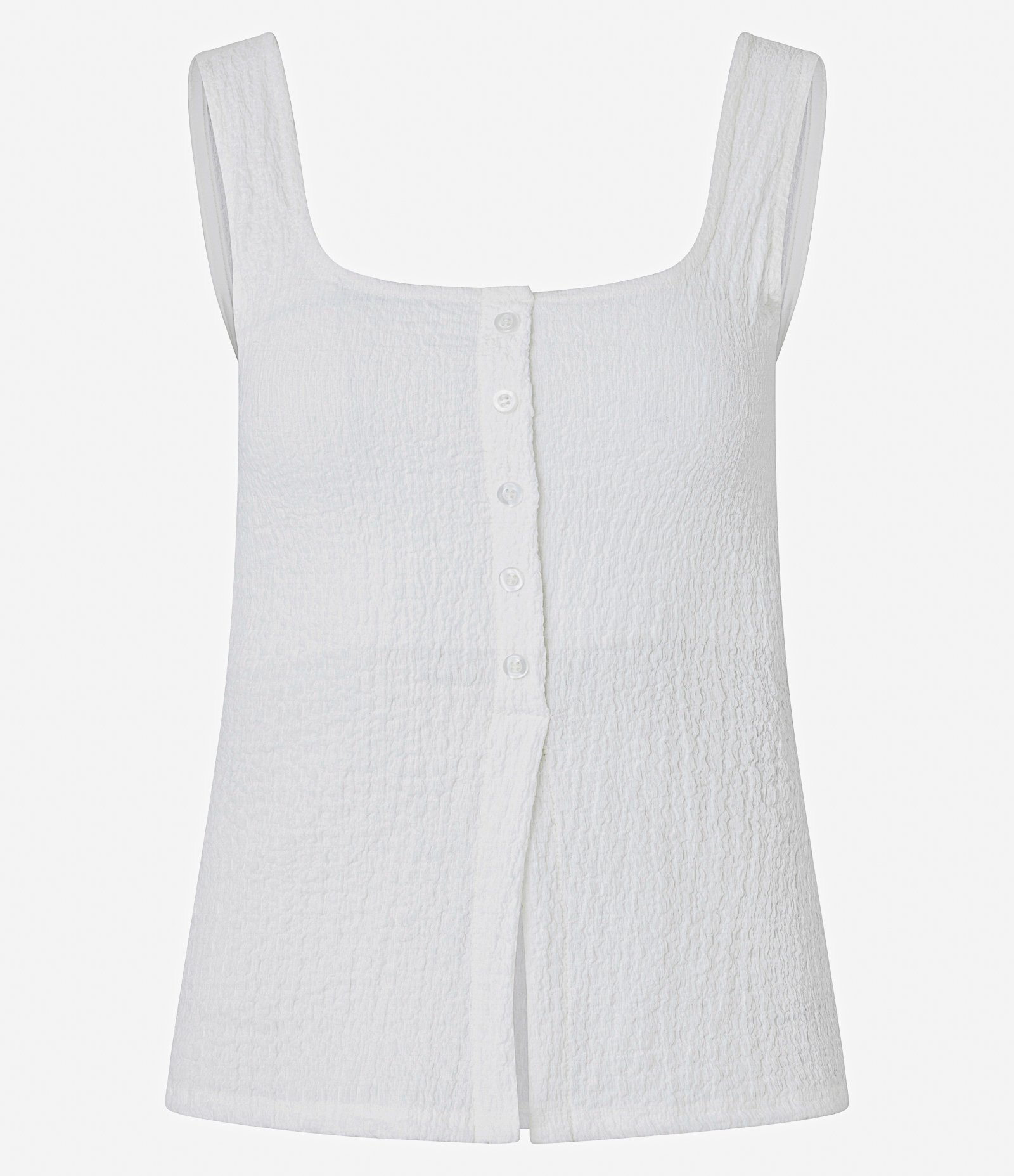 Blusa Regata com Textura e Botões Frontais Branco 4