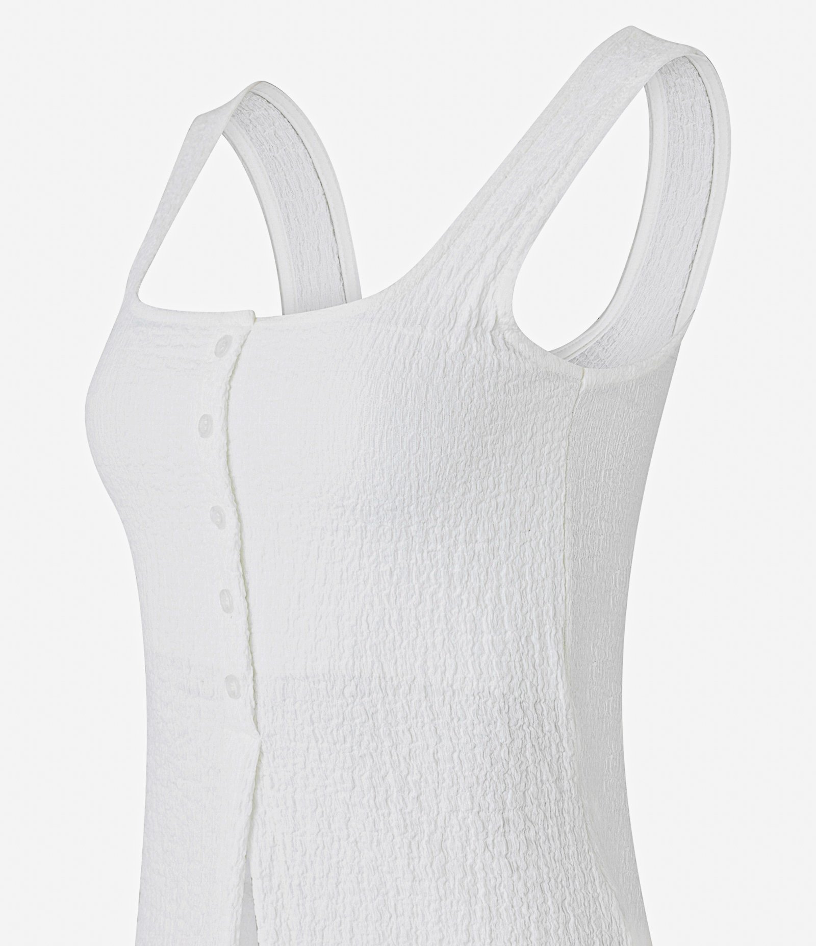 Blusa Regata com Textura e Botões Frontais Branco 5