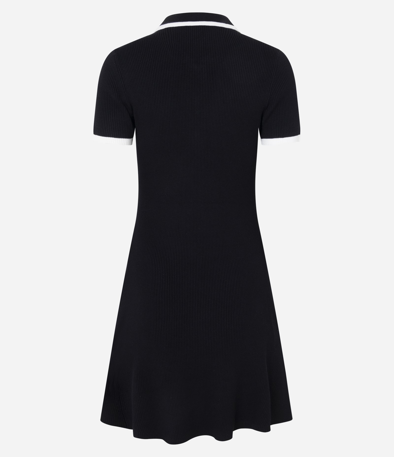 Vestido Curto em Tricô com Gola Polo e Viés Contrastantes Preto 7