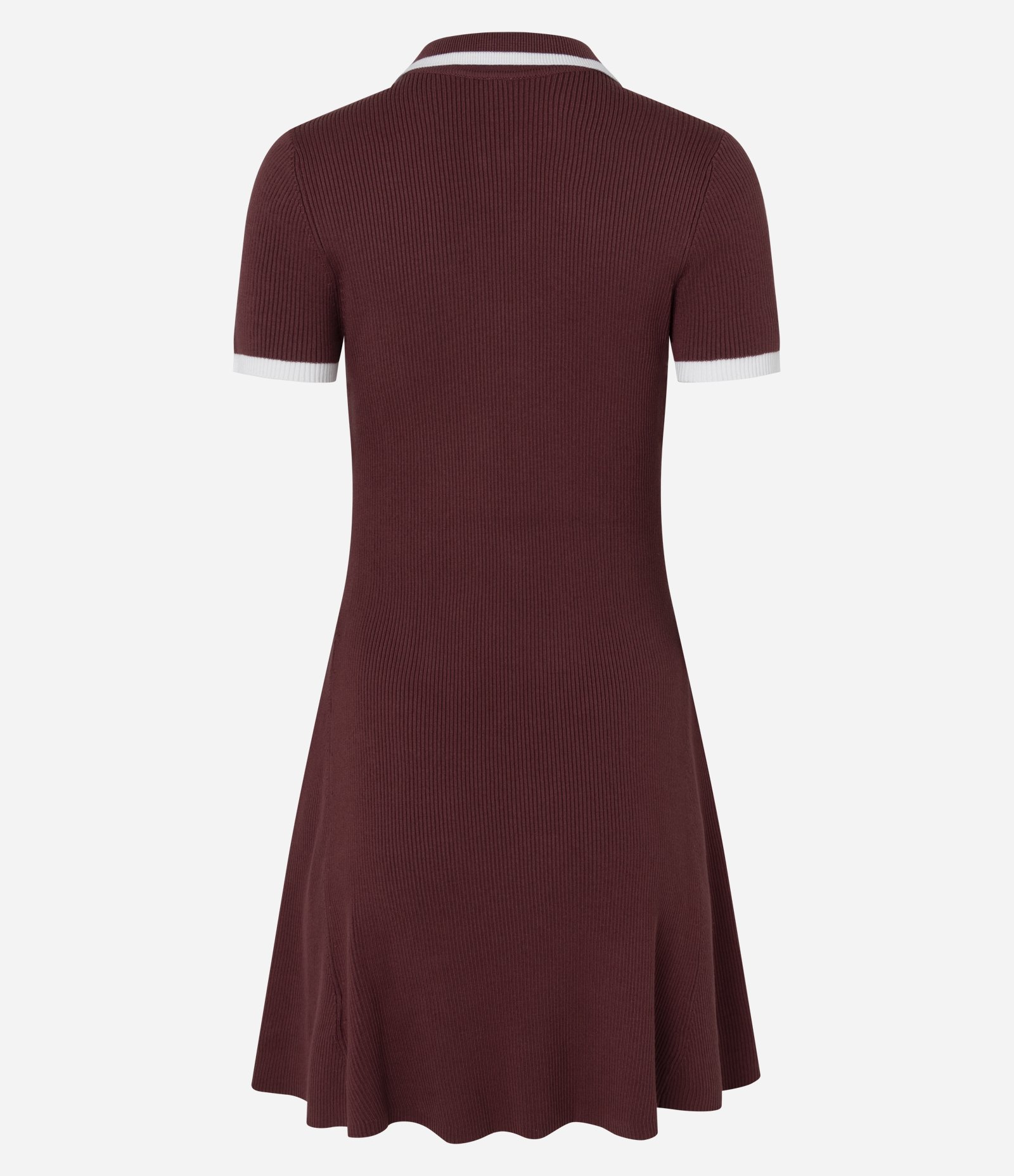 Vestido Curto em Tricô com Gola Polo e Viés Contrastantes Vermelho 3