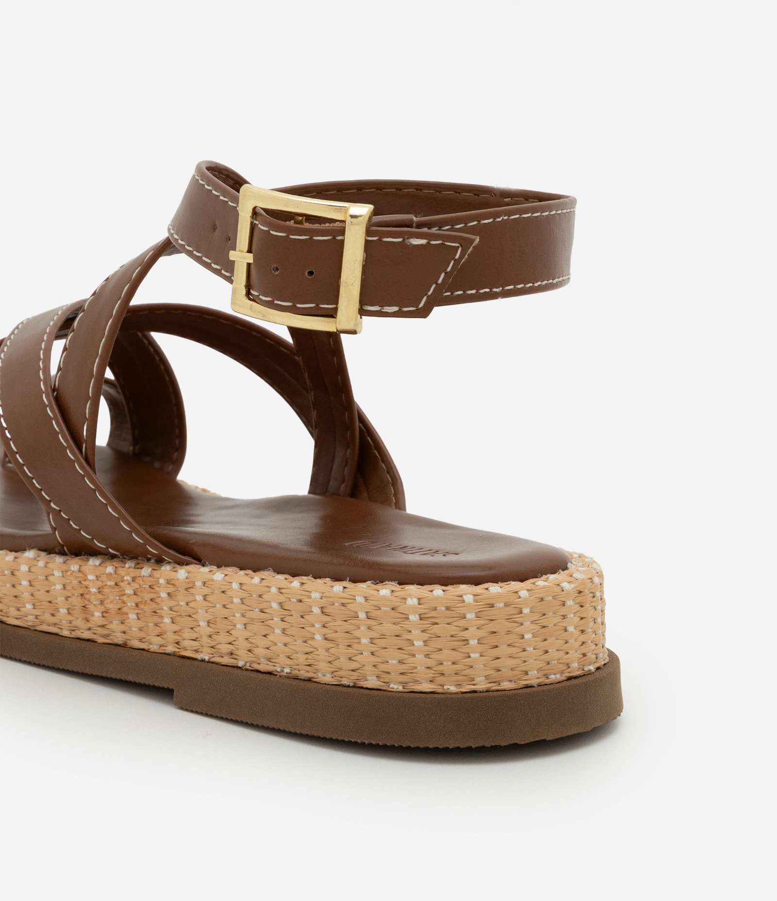 Sandália Rasteira Sport Sandal com Efeito Ráfia na Sola Marrom 6
