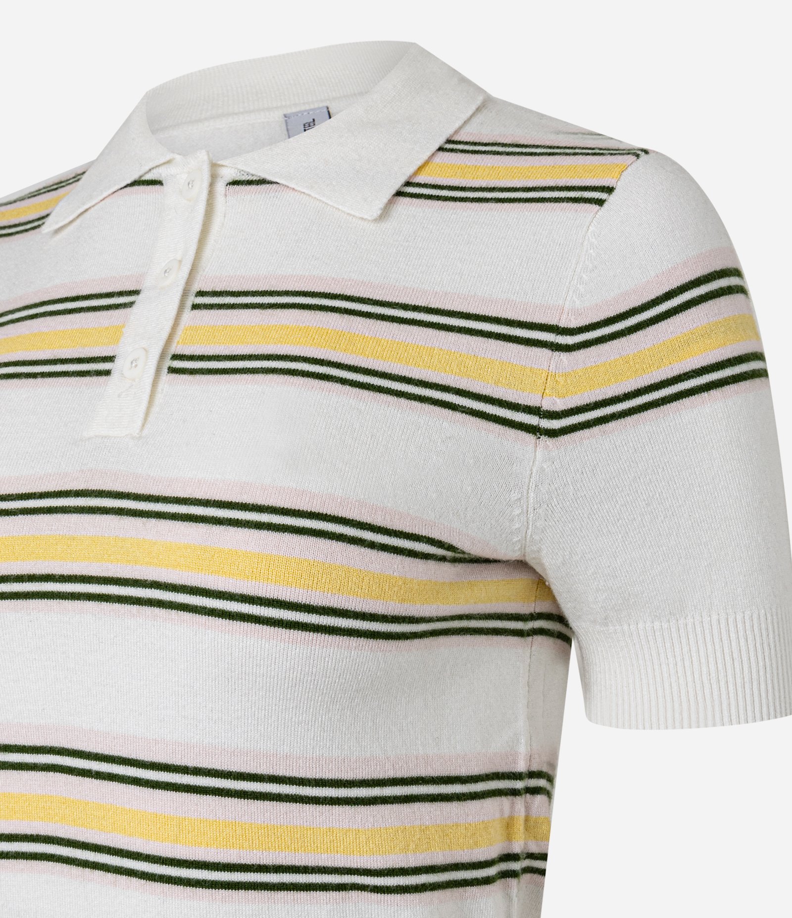 Blusa Polo em Tricô com Listras Branco / Amarelo 2