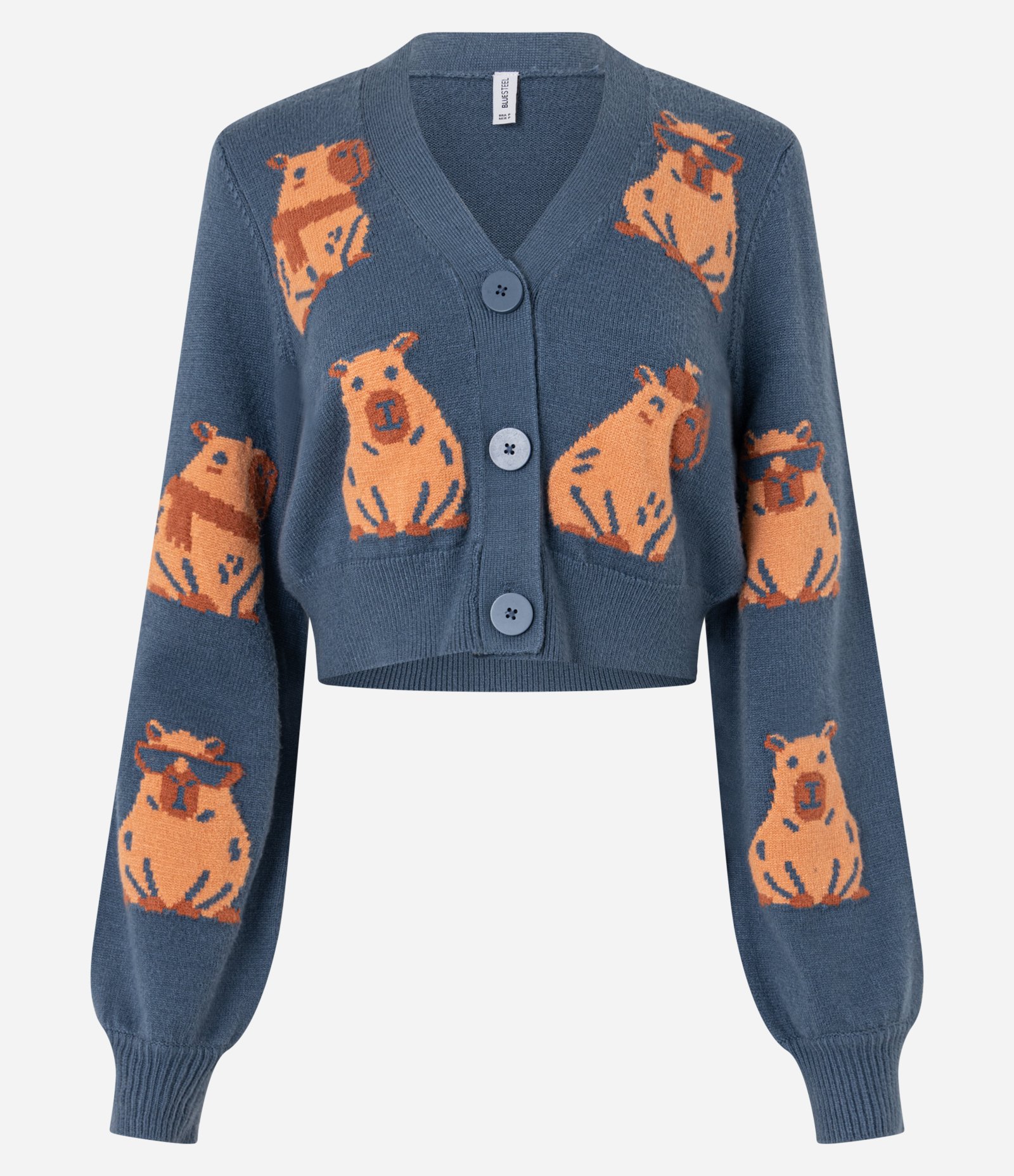 Cardigan em Jacquard com Estampa de Capivaras Bering Sea 1