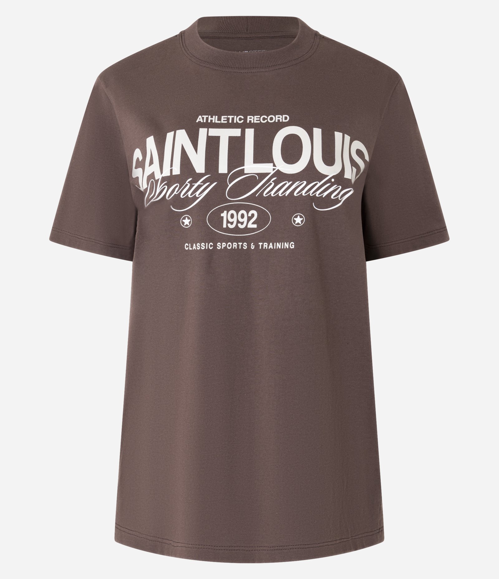 Camiseta Alongada em Algodão com Lettering Saint Louis Marrom 5