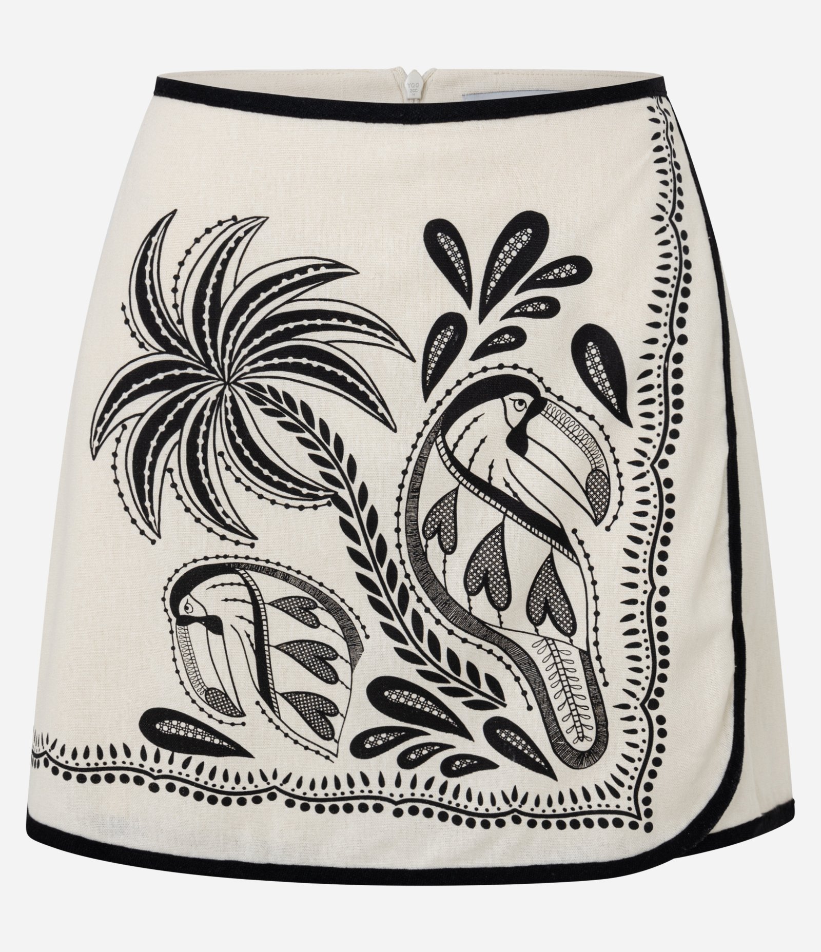 Short Saia em Viscolinho com Estampa Tropical Bege 5