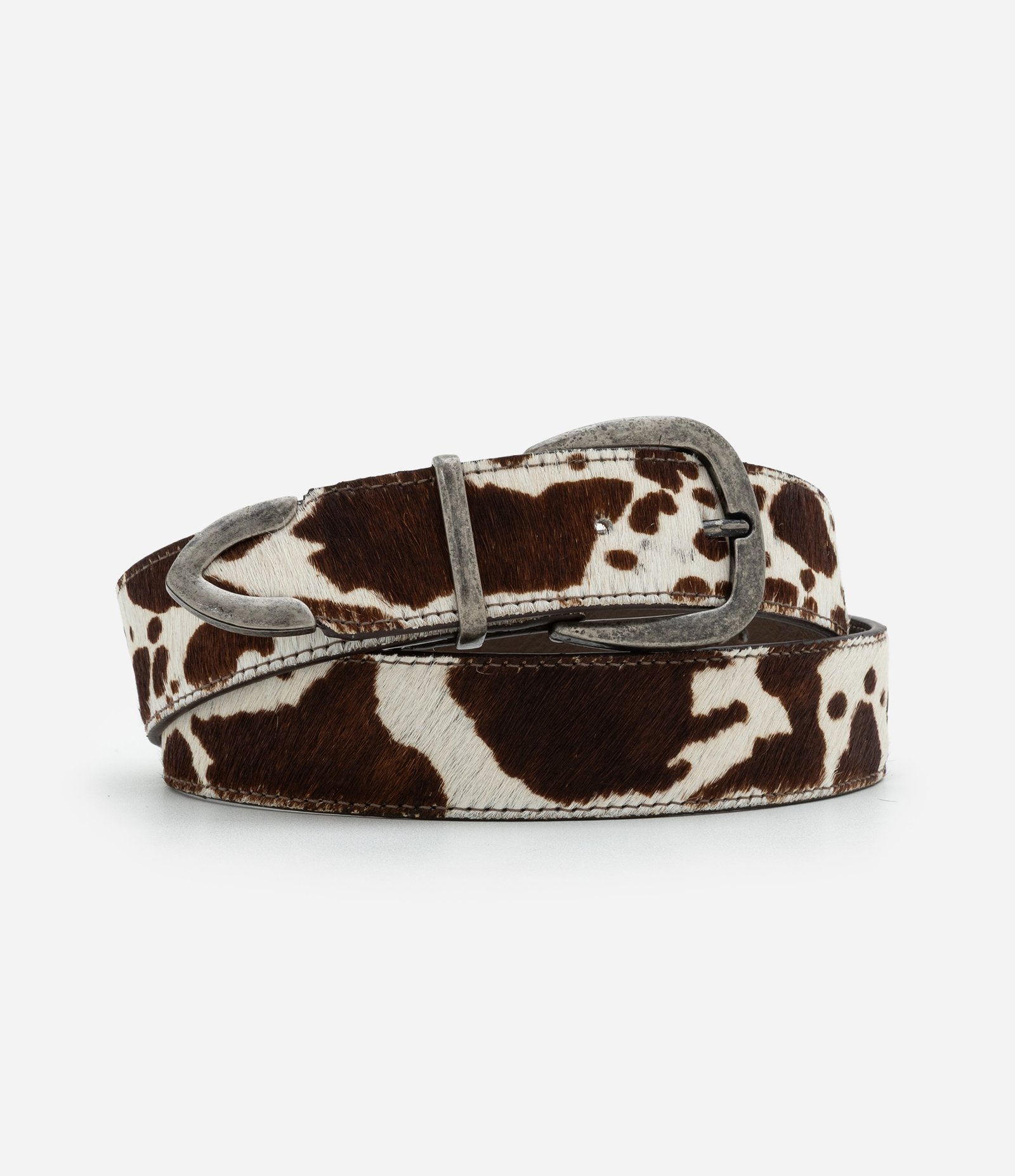 Cinto Western de Couro com Estampa Vaquinha Bicolor 1