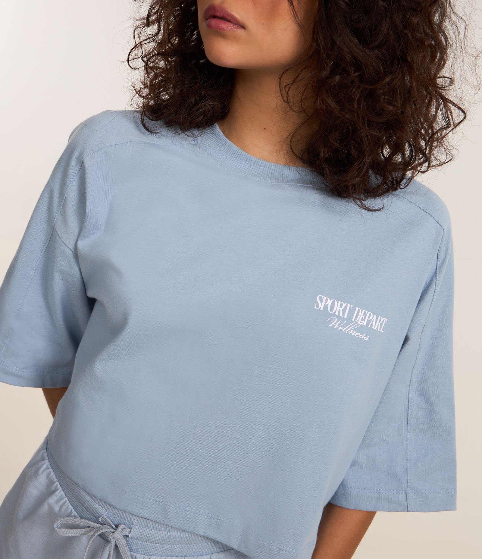 Camiseta Over Curta em Algodão com Lettering Frente e Costas Azul 4