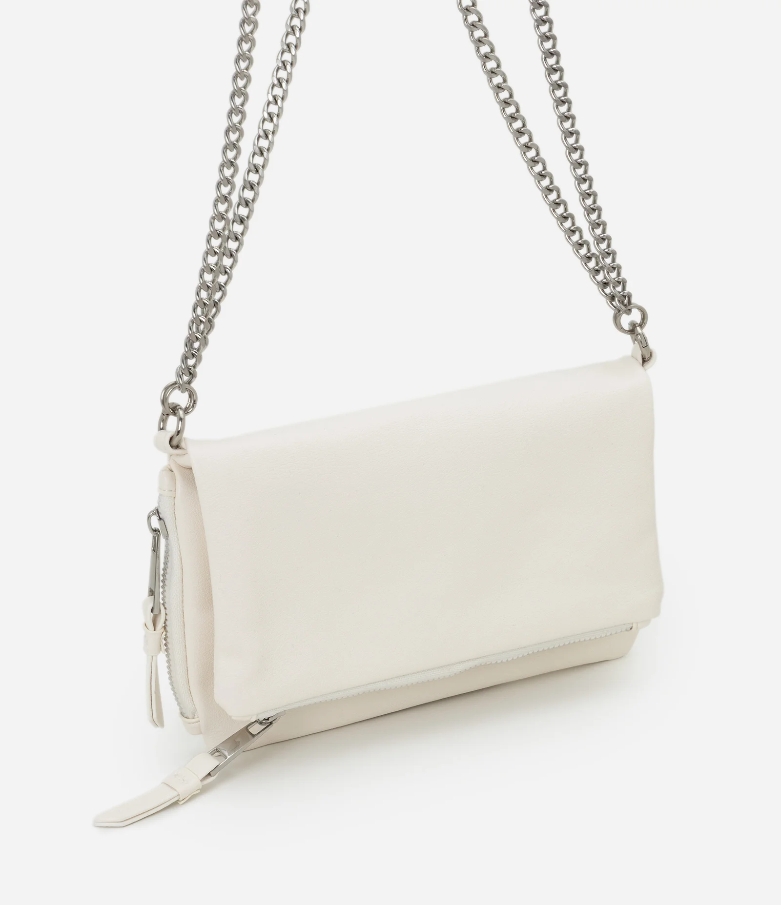 Carteira Envelope Grande em PU com Alças de Corrente Off White 1