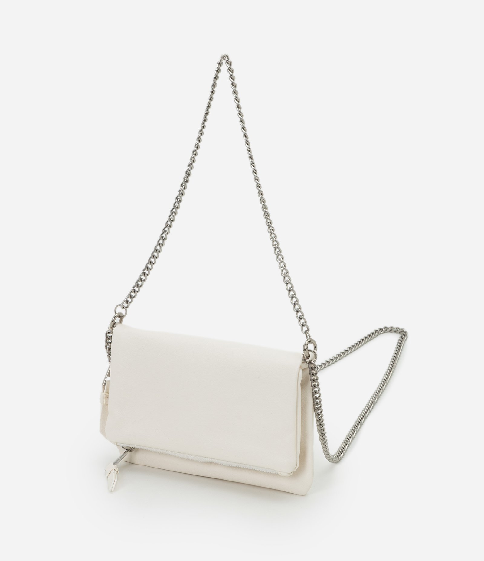 Carteira Envelope Grande em PU com Alças de Corrente Off White 4